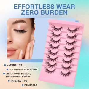 OEM Custom Logo Fluffy Tapered Lashes 3D Natural Wispy Mink Eyelashes Cat Eye Slanted Shape Mega Fake Lash