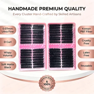 OEM Custom Vegan Cruelty-Free Handmade PBT Cluster Lashes Lightweight Fluffy D-Curl 0.07MM Waterproof Natural