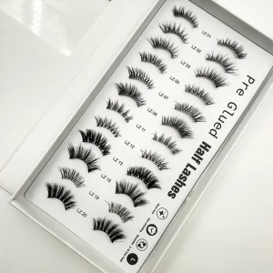 OEM Customizable Handcrafted Full Strip Eyelashes Vegan Glueless 3D Effect Plant Fiber Lashes Press Half Lashes 3D Full Strip