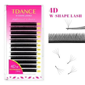 OEM Customized 4D Clover W Shaped Soft for Mink Volume Eyelash Extension Handmade Cruelty Free Vegan Natural Extensions