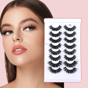 OEM Natural Full Strip Fan Eyelashes Fluffy Faux Mink Eye Lashes Clear Band False Eyelashes Gros Cils Humain En