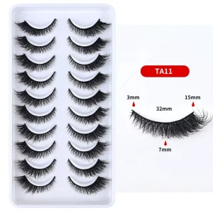 OEM Natural Full Strip Lashes 10 Pairs Fox Vegan Faux Mink Eye Lashes Cat Eye Winged Fluffy Eyelashes Faux Cils Humain En Gros