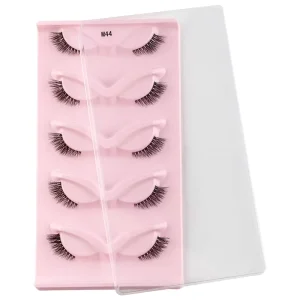 OEM ODM Eco friendly 5 Pairs Invisible Clear Band Faux Mink Full Strip False Eyelashes Factory Supply