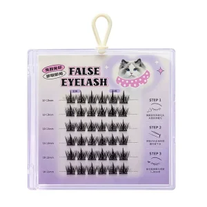 OEM ODM Glue Free Self Adhesive Lashes Band Less Reusable DIY False Eyelashes Natural Wispy Style for Makeup