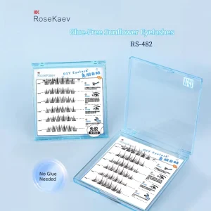 OEM ODM Glue Free Sunflower False Eyelashes with 6 Rows Synthetic Fiber Easy Apply Reusable Makes Eyes Look Larger