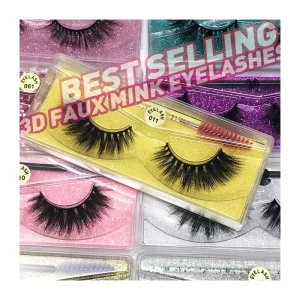OEM ODM Handmade Natural Long Synthetic Fiber Vegan Eyelashes 3D Faux Mink Full Strip Lashes Soft Cotton Band 0.07MM Eyelash
