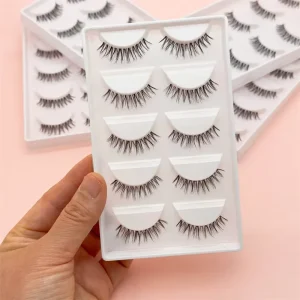 OEM ODM Lightweight Synthetic Hair Faux Mink Lashes Cruelty Free Reusable Clear Soft Band 3D Lashes Free Samples