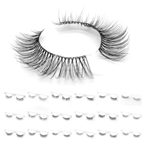 OEM Vegan Style PBT Soft Band Faux Mink Wispie False Eyelashes 3D False Synthetic Invisible Wispy Short Faux Cil Naturel Eyelash