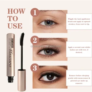 OTVENA 4D Silk Fiber Cream Herbal Waterproof for Long Last Thick Volumizing Lengthening Smudge Proof Curly Eyelash Makeup