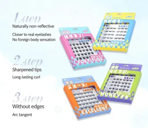 OTW Glue Free False Eyelashes 36 Pairs Ultra Thin Segment Lashes Natural and Voluminous Manga Lash Clusters for Sensitive Eyes