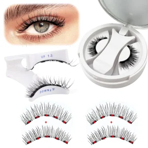 One Pair Magnetic Lashes with Applicator Reusable Natural Eyelash Light Weight No Glue Needed Magnetic Lashes Makeup