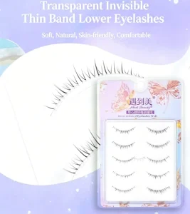 One-Piece Lower False Eyelashes Human Hair Natural Soft Clear Band Self-Adhesive Reusable