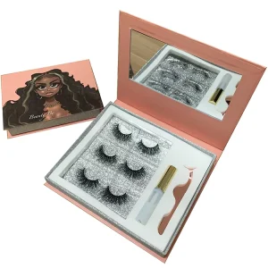 Own Brand 3 Pairs Lash Bag with Glue and Applicator 5d Mink Lash Set Individual Eyelashes Cruelty Free Mink Lashes