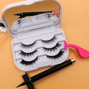 Own Brand 5 Magnet Siberian Mink Full Strip Eyelashes 3D Natural Cruelty Free Invisible Magnetic No Glue Required
