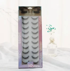 Own Brand Synthetic Hair False Eyelashes 10 Pairs Full Strip Lashes 100% Handmade Cotton Band 0.07MM Thickness Custom