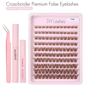 P32 Brown Fox Eye Camellia Cluster Lashes DIY Eyelash Cluster Kit Natural False Eyelashes Thin Band