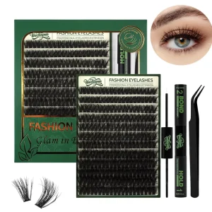 PBT Eyelash Cluster Extensions Curl Pre Cut Segment DIY Lash Extension Kit 3D Fluffy Natural Thick
