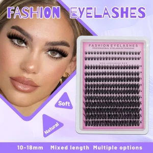 PBT Handmade Fairy Wings Style Press On 12 Row Mega Volume 60D Segmented Fringed False Lashes Soft Natural