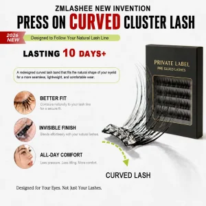 PBT Lash Clusters Press On Custom 3D for Natural Long Lash Clusters with Curved Band