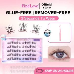 PLAECLARUS Crown Pre Bond No Glue Needed DIY Eyelash Presson Lashes Self Adhesive Reusable Natural Segmented Long Lasting