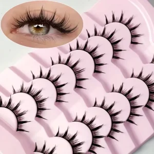 PRO 15mm Vegan Semi Handmade Flexible Party Lashes Baby Cat Eyes Cloud Wispy Strips Weightless Reusable 30+ Uses C for Eyelash