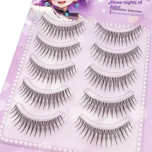 PY30C06 Synthetic Hair False Eyelashes Group Style Wispy Lashes Transparent Stems Ethereal Petal Like Roots for Natural Bridal
