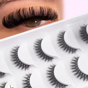 Pack White Plastic Tray D Curl Extra Bushy Faux Mink Strip Lashes for Western Beauty Salon Bulk Resale Supply