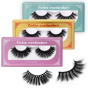Pair Mink Hair False Eyelashes Black Semi Handmade Natural Soft 3D Look Long Thick Individually Packaged ODM OEM 25MM Daily