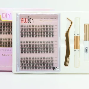 Personalize Cluster Lashes Faux Mink Hand Made Natural Fluffy Eyelash Segment Kit Lashes and Bond Lash Cluster Kits