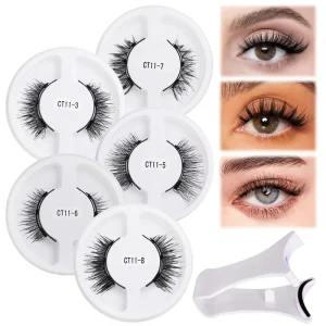 Pestanas Magnetics 1 Pair With Tweezers Natural Wispy Faux Mink Reusable No Glue False Eyelashes in Stock
