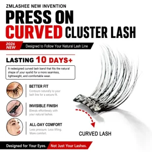 Plant Fiber Handmade Curve Lash Clusters Self Adhesive Eyelash Reusable Cruelty Free Custom Logo Private Press on Lashes