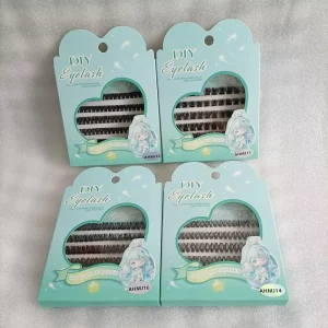 Plant Fiber Press-On Cluster Lashes Invisible Clear Band Cruelty Free Glow Dark 3D Effect Self-Adhesive Reusable