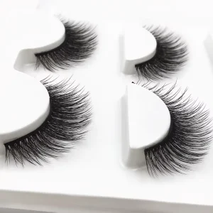 Popular Design 3 Pairs Premium 3D Strip Eyelashes Crisscross Style Natural Full False Lash for Makeup Black Cotton Band
