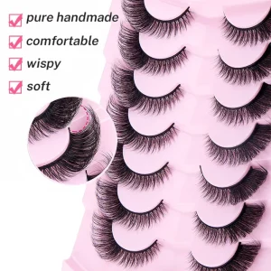 Popular European American Influencer Style Angled Fox Eye False Eyelashes Full Set Natural Realistic Extended Outer Corners