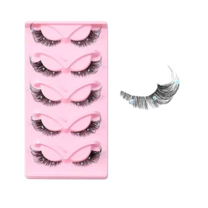 Popular Styles 5 Pairs Strip Foxy Eyelashes Stage Pearl Decoration Strip False Lashes Natural Soft Transparent Band