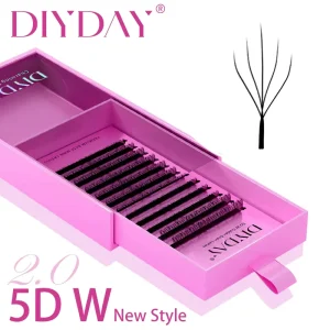 Portable 0.07mm Various Length 5D W Shaped C D Curl Individual Lash Extensions Eco friendly