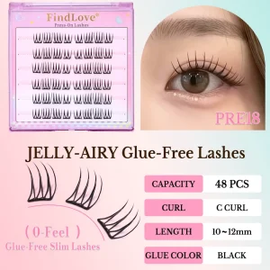 Pre Bond Press On Needed Diy Eyelashes Long Lasting Band Press on Segment Lash No Glue Needed