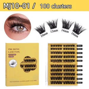 Pre Bond Self Adhesive Cluster Lashes Glue Free No Glue Needed Reusable DIY Segmented False Eyelashes for Beginners