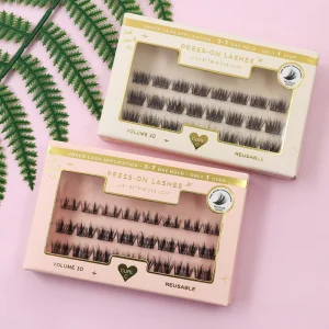 Pre Bond Technology Self Adhesive Eyelashes Press on Segment Lashes DIY Natural Look Lashes Plant Fiber No Glue Needed