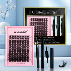 Pre Cut 3D Cluster Lashes Kit Fluffy Volume DIY Reusable PBT Lash Extensions Tray for Professional Salon Home Use