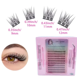 Pre-Cut DIY Segmented Fluffy Eyelash Extensions Handmade Lashes Kit Custom Logo Mix Natural D Curl for 280 Lashes