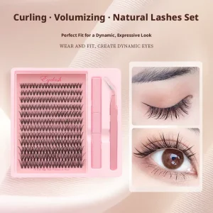 Pre-Cut Handmade DIY Segmented Synthetic Hair Eyelash Extensions 12 Rows Lashes for Lash Artists