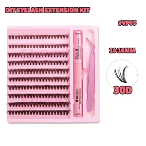 Pre-Cut Segmented Eyelash Cluster Extensions Kit with Eyelash Bond and Seal