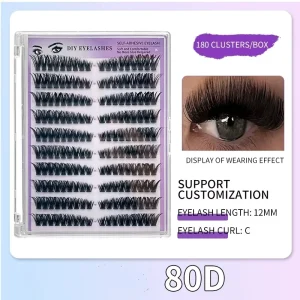 Pre Glued 80D Segment Cluster Lashes Handmade Individual Press on Eyelashes Glue Free Premapped Cruelty Free Reusable DIY Fan