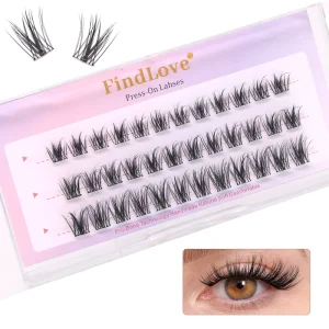 Pre Glued Cluster Eyelashes 3D Fluffy Style Lightweight 10 14mm Mixed Length D Curl No Glue Needed Press on Lashes