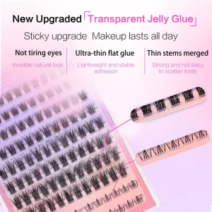 Pre-Glued DIY Eyelash Lashes Segmented Cluster Lashes Self-Adhesive Press on Private Label Self Adhesive Lashes with Adhesive