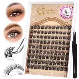 Pre Glued DIY Lash Clusters at Home Segmented No Glue Adhesive Press on Lashes Waterproof Reusable False Eyelashes