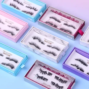 Pre Glued False Eyelash Self Adhesive Press on Handmade Lashes Invisible Clear Band Half Lash