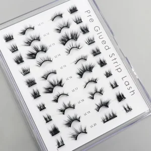 Pre Glued Half Lash Strips Pre Bonded No Glue Lashes Handmade 3D Effect Cruelty Free Reusable Plant Fiber Waterproof