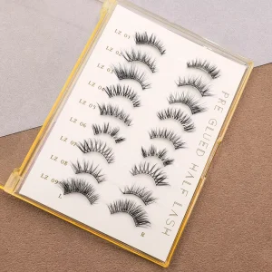 Pre Glued Half Lashes Handmade Waterproof Reusable Cruelty Free Invisible Clear Band Private Label Easy Apply Eyelash